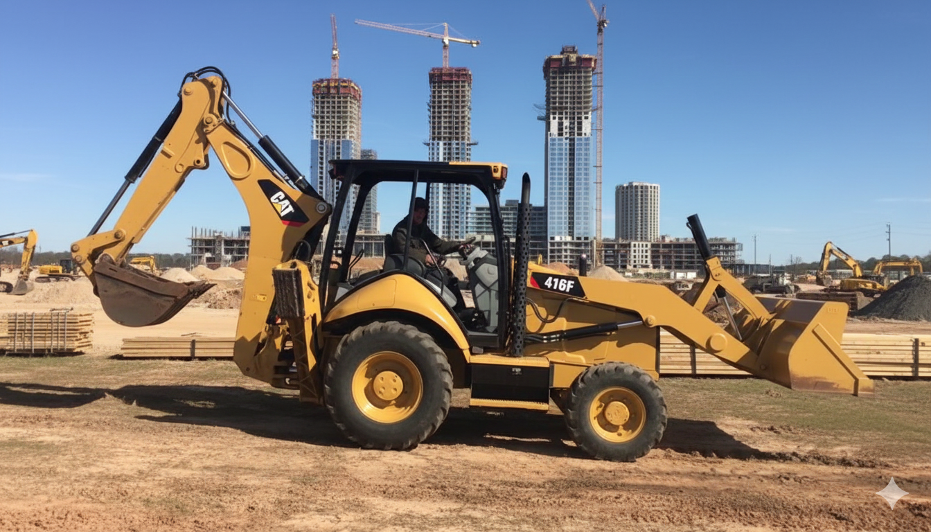 CAT 416F на стройке