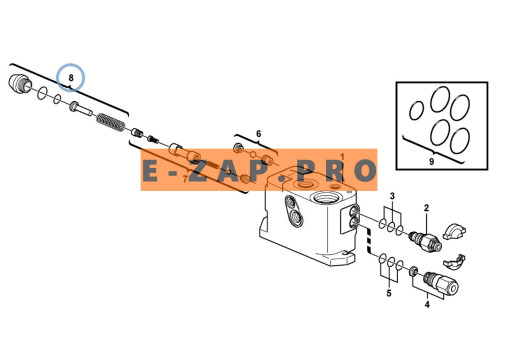 Клапан гидравлический 308-2890-US, 3082890 (напорной секции фр. стрелы) экскаватора погрузчика CAT 416E, 416F, 420F, 422E, 422F, 428E, 428F, 430F, 432, запчасти для экскаваторов, запчасти для экскаваторов