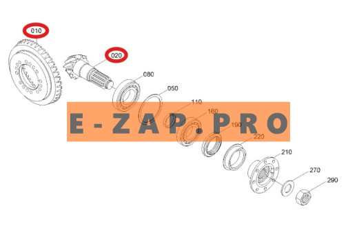 Главная пара ZGAQ-04457+ZGAQ-04458-TY переднего, заднего мостов экскаватора HYUNDAI R170W7, R170W7A,, запчасти для экскаваторов, запчасти для экскаваторов