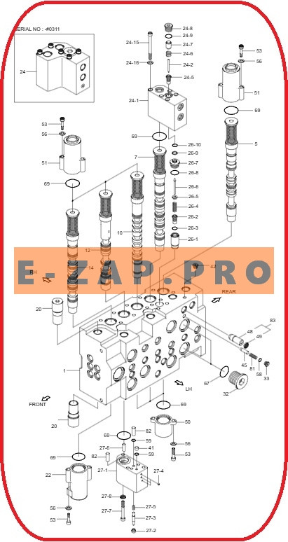 Гидрораспределитель в сборе 31Q5-15110-KR, 31Q5-15114 экскаватора R170W9, R170W9S, R180W9S, запчасти для экскаваторов, запчасти для экскаваторов